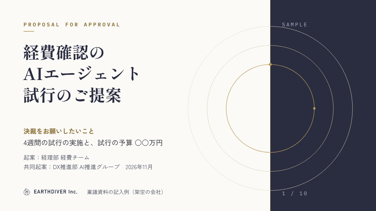 稟議資料の記入例 1/10:表紙