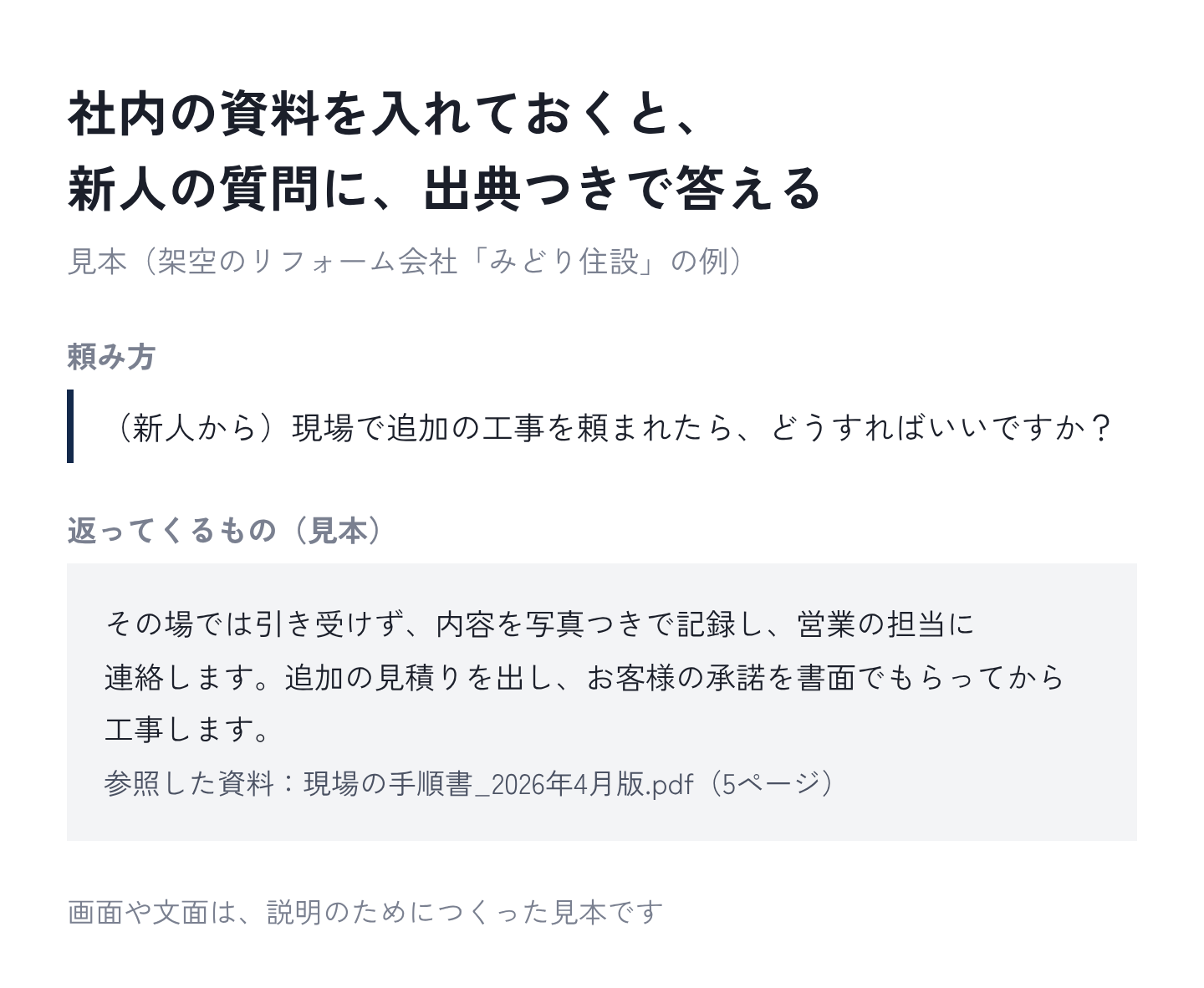 図10：社内の質問への答えの見本